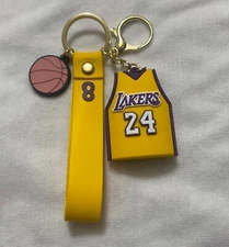 Kobe Bryant LA Lakers (Yellow) Rubber And Metal Keychain #24