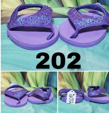 Build A Bear BABW Flip Flops Shoes Purple Sparkly Sandals Beach Summer Thongs