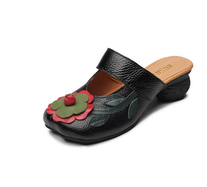 PANTOFOLA D’ORO Scarpe donna stile etnico fiori mamma mezze ciabatte 3 5 cm tacco basso retrò nuove