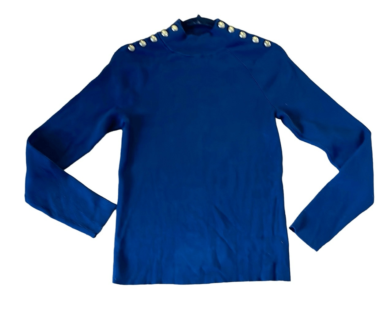 Lauren Ralph Lauren navy ribbed button neck turtleneck large