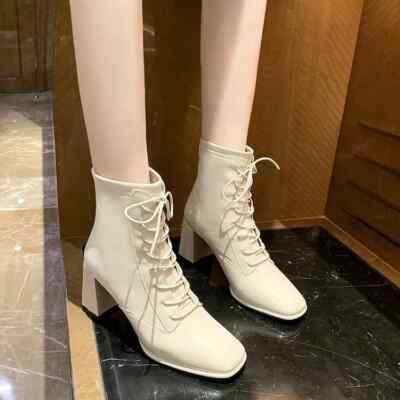 Stiefel Schuhe Stiefeletten Frau Knöchelschuhe Beige Poliert 8 Leder Kunst 37508