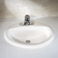 American Standard 0476.028 White Aqualyn 20-3/8" Drop In Porcelain Bathroom Sink