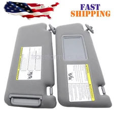 Left Driver and Right Passenger PAIR Gray Sun Visor For 2005-2015 Toyota Tacoma