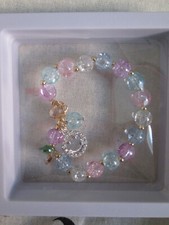Kid Crystal Beaded Bracelet with Smiley Face Pendant/Charm