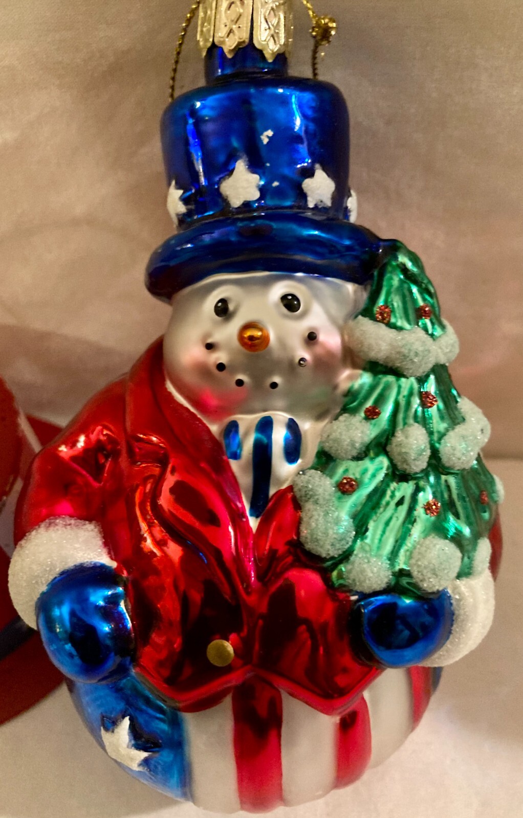 Patriot Christmas Ornaments Glass Snowman Tin Hat eBay