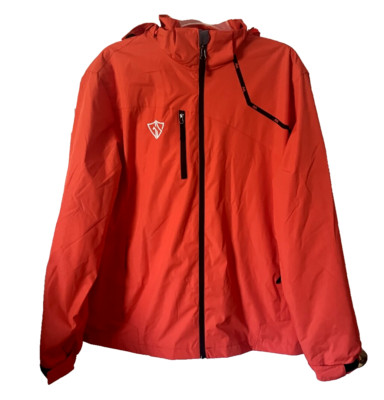 GIISAM Men's Windproof Waterproof  Orange Hooded Sz XL Wind Breaker Jacket