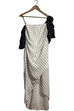 Regina Pyo Designer Polka Dot Seer Sucker Off Shoulder Party Dress Size 8