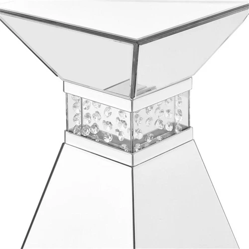 Elegant Decor Modern 20" Clear Crystal Mirrored Accent Pedestal End Table - Picture 5 of 6