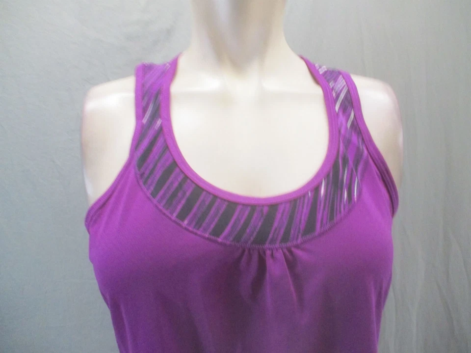 LUCY Size M Womens Purple Scoop Neck Athletic Racer Back Training Tank Top 797 - Image 2 of 4