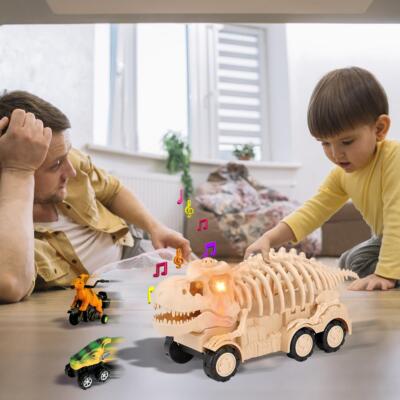 Kinder 5in1 Skelett Dinosaurier Träger LKW leichte Musik zum Selbermachen kleine Dinos Geschenk Spielzeug