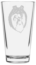 Scotch Collie Dog Themed Etched All Purpose 16oz Pint Glass