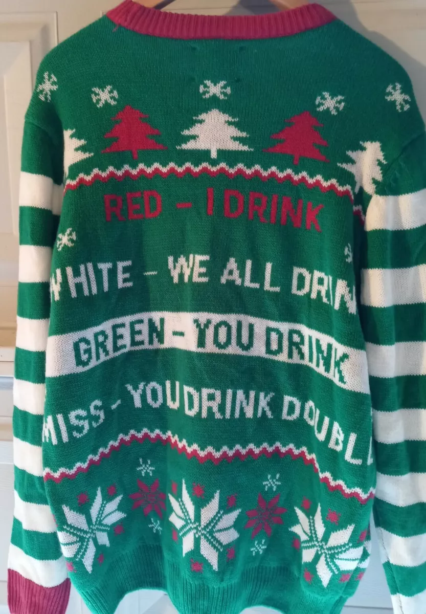 Unisex Ugly Christmas Party Sweater Drinking Game Sz L Bullseye Target Darts nwt