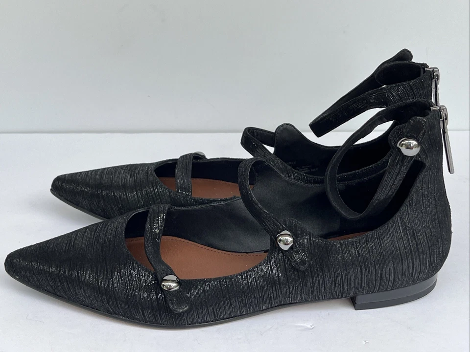 Donald J Pliner Pérez Medianoche Antiguo Cuero Metálico Cepillado Punta Puntera 7.5 M Foto 3 de 4