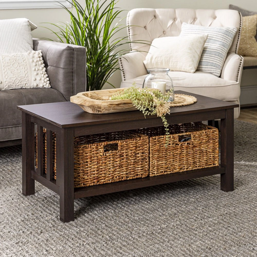 Woven basket side sale table