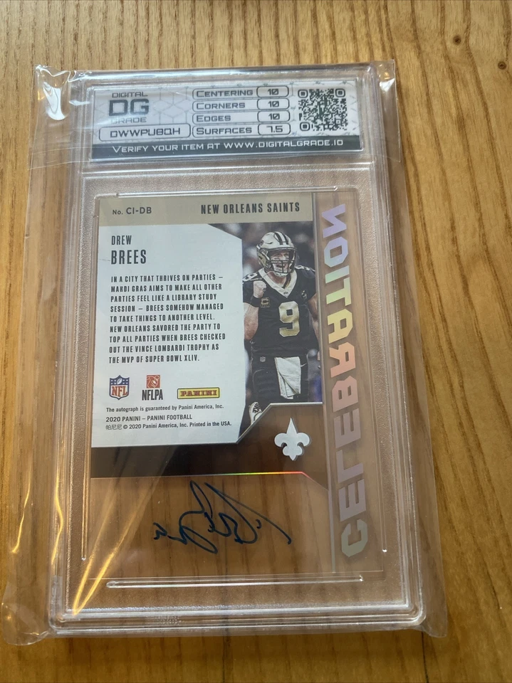 2020 PANINI Chronicles Celebration Ink Drew Brees  Auto - Image 2 of 2