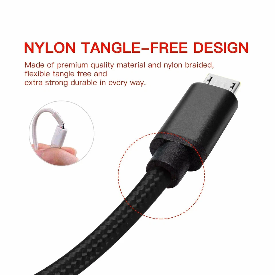 Cable de teléfono de sincronización de datos de carga cargador micro USB trenzado de alta resistencia 1M 2M 3M Foto 4 de 4