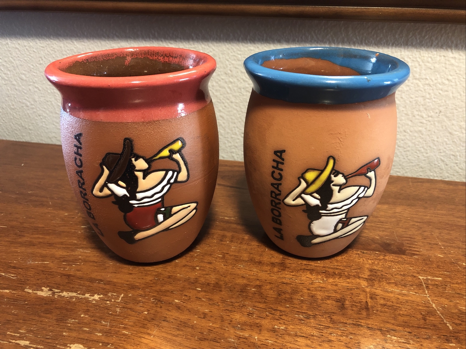 La Borracha (The Drunk) Pottery Cantarito de Barro Hand Painted Rare