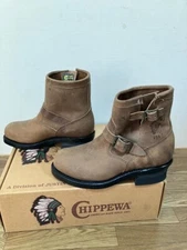 CHIPPEWA 27873 Men's Engineer Boots Size 7E Brown Leather Rare Pull On #0207