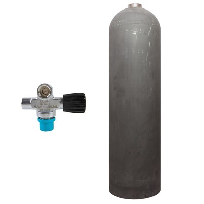 SF-1: 80cf Aluflasche natur MES Brückenventil Handrad rechts Tauchflasche Stage