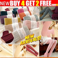 Winter Woolen Yarn Knitted Footed Tights Warm Pantyhose Stretch Stockings Women