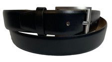 Primark Unisex Dress Belt Sz XL/42-44 Black Faux Leather Silver Buckle