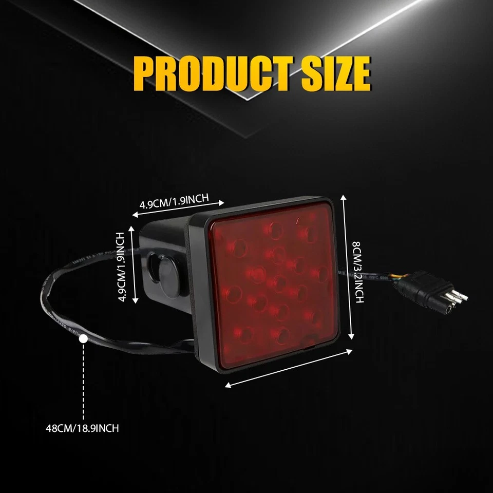Cubierta de remolque de enganche de luz de freno de 15 LED y lente roja para transportar receptor de 2" Foto 3 de 4