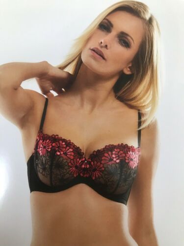 Kris Line Alice Half Cup Soft Bra in Black and Red Back Size 36 - 42 Cup I - N  - Picture 1 of 2