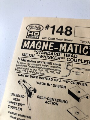 Kadee HO scale # 3 assembled #148 whisker coupler pack ~ 2 Pair ~ New
