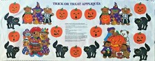 Cotton Quilt Fabric Halloween Trick or Treat No-Sew Appliques by 1/2 Yard