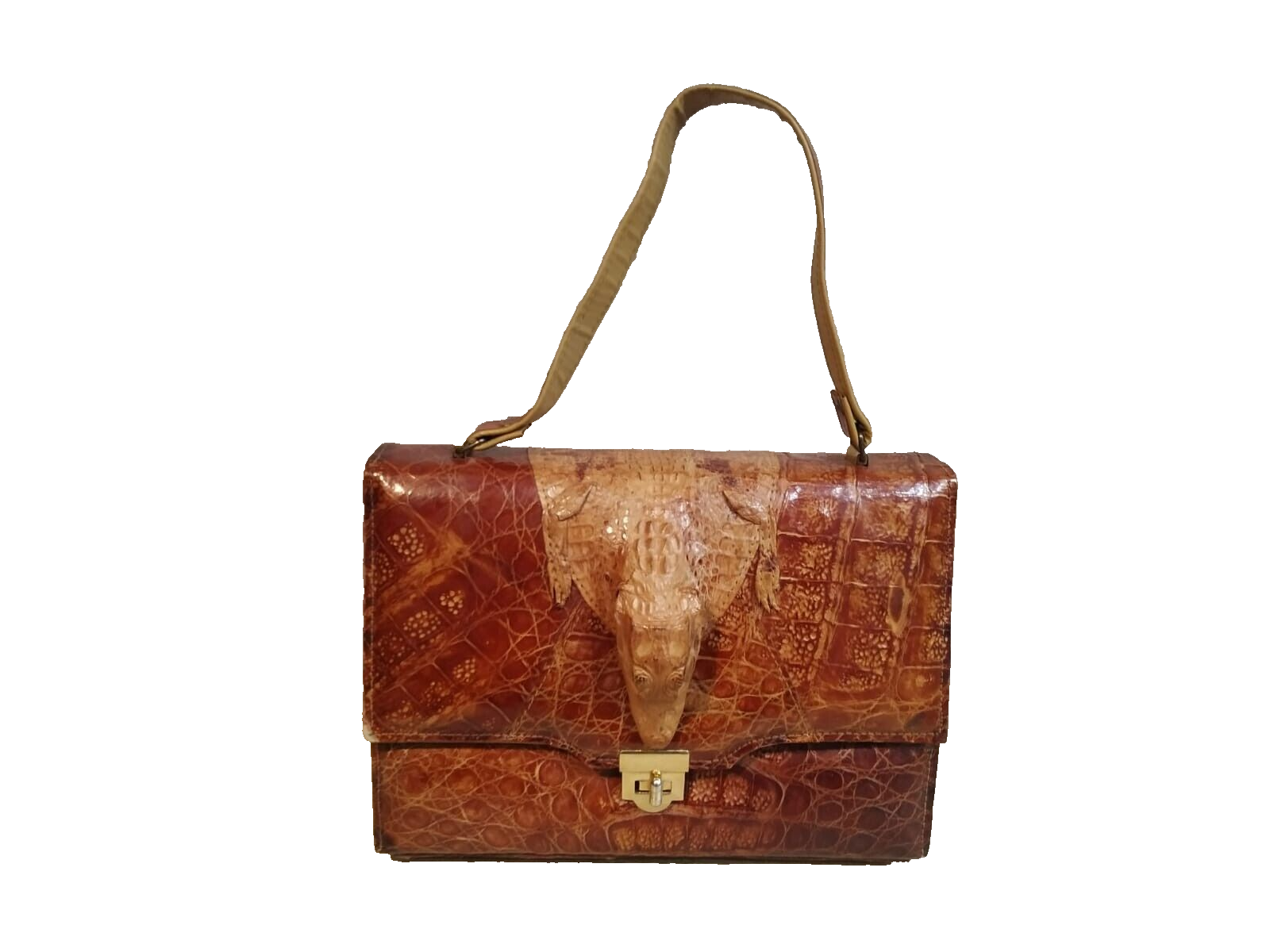 Women's bag genuine texas brown color Alli-tor Head & Legs Skin