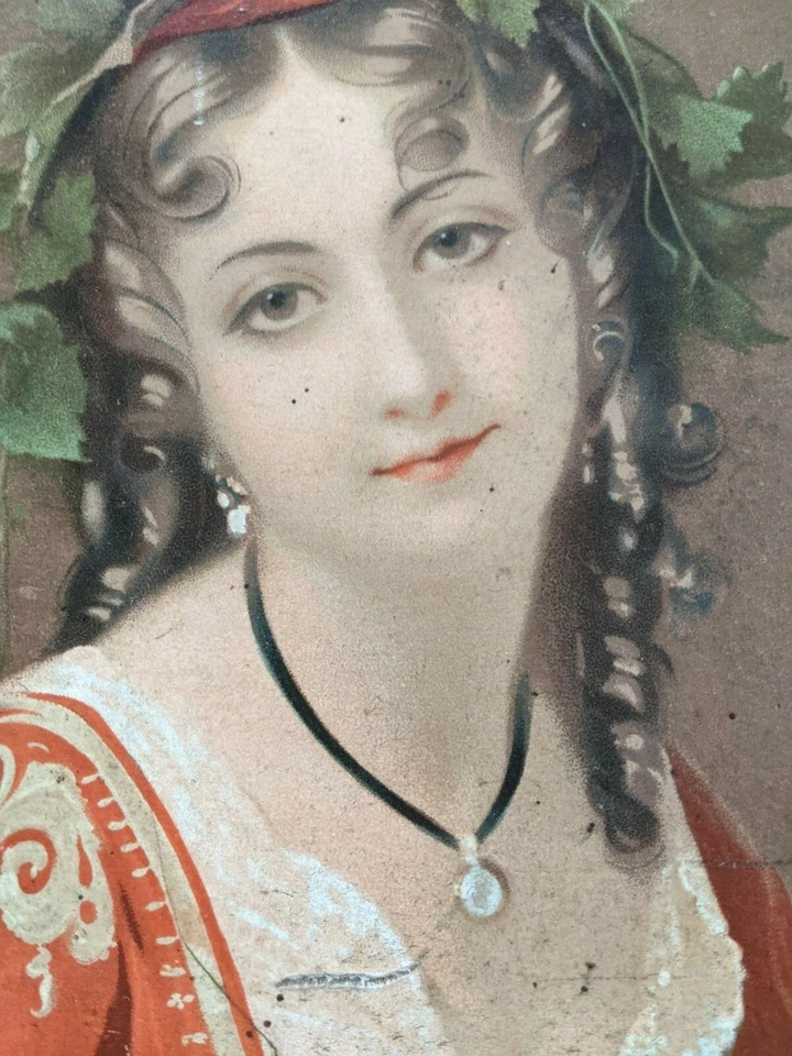 Antique Woman Fruit Beautiful Colorful framed print picture rustic 1890s ?  - Image 3 of 4