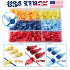 240PCS Insulated T-Taps Quick Splice Crimp Terminals Electrical Wire Connectors