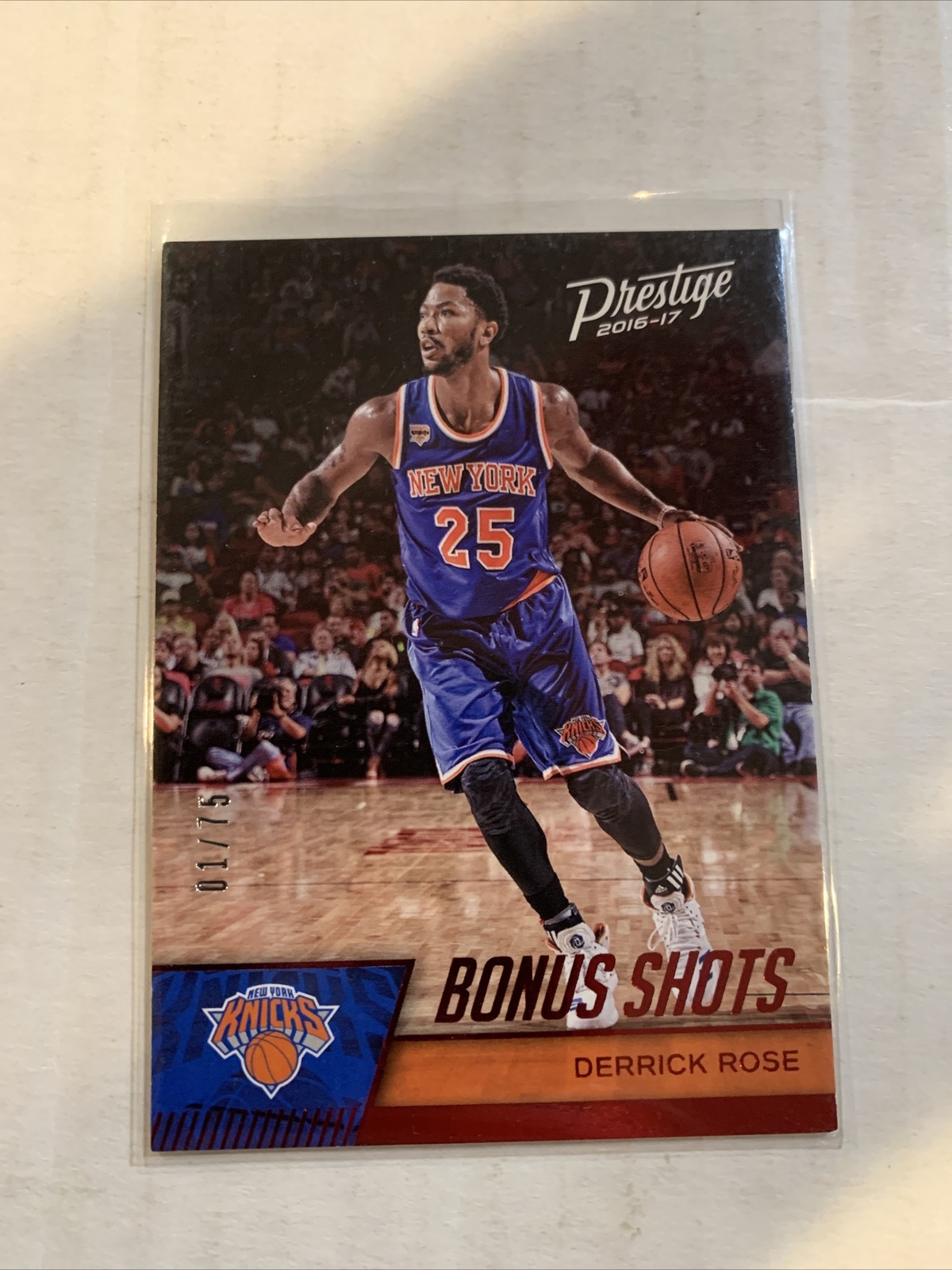 DERRICK ROSE 2016-17 PANINI PRESTIGE BONUS SHOTS RED 01/75 NEW YORK KNICKS #119