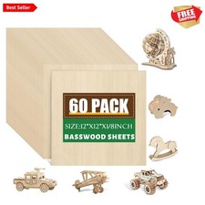 Artisan Quality 60 Pack Basswood Sheets 12x12 - Perfect for Models & Gifts