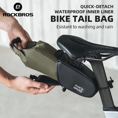 ROCKBROS Bike Saddle Tail Bag Seat with Bucket Under Seat Quick Release 0.8-1.3L