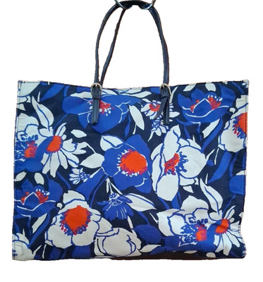 Talbots Floral Poppies Leather Double Handle Tote VINTAGE (9)