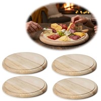4-Fach Nachhaltige Fleischteller Holz 25Cm Rund Birke Servierbrett Schneidebrett
