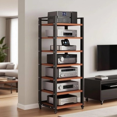 7 Tier Audio Rack Tower, CD Record Player Stereo Receiver AV Equipment ...