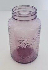 Ball IDeal Hammered Glass Rose Colored Collectible Quart Jar Made in USA
