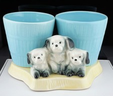 Very Cute Vintage Eastgate Pottery Pekingese Puppies Double Planter