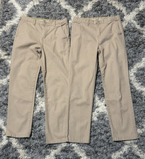 Lot of 2 Old Navy Boys Built-In Flex Stretch Straight Beige Pants Size 16
