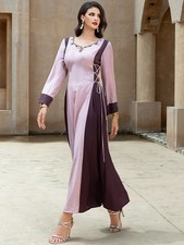 Islamic Women Abaya Modest Muslim Kaftan Evening Maxi Robe Long Dress Dubai Gown