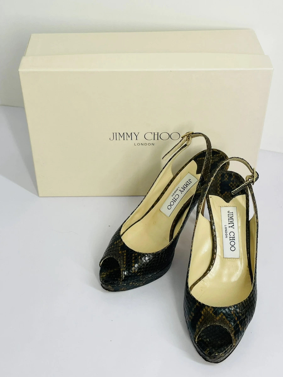 Jimmy Choo 131NOVA Python Snake Print Sandals Bro… - image 1