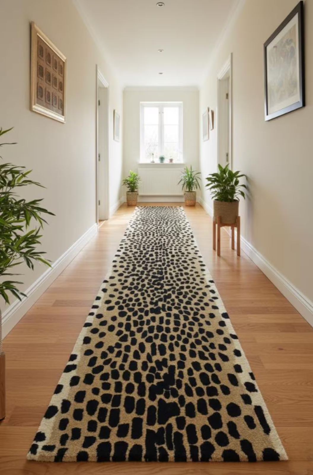 Hand-Tufted Wool Leopard Runner Rug, Black & Gold