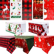 20 Pcs Christmas Plastic Tablecloth Disposable Christmas Party Tablecloth Decor