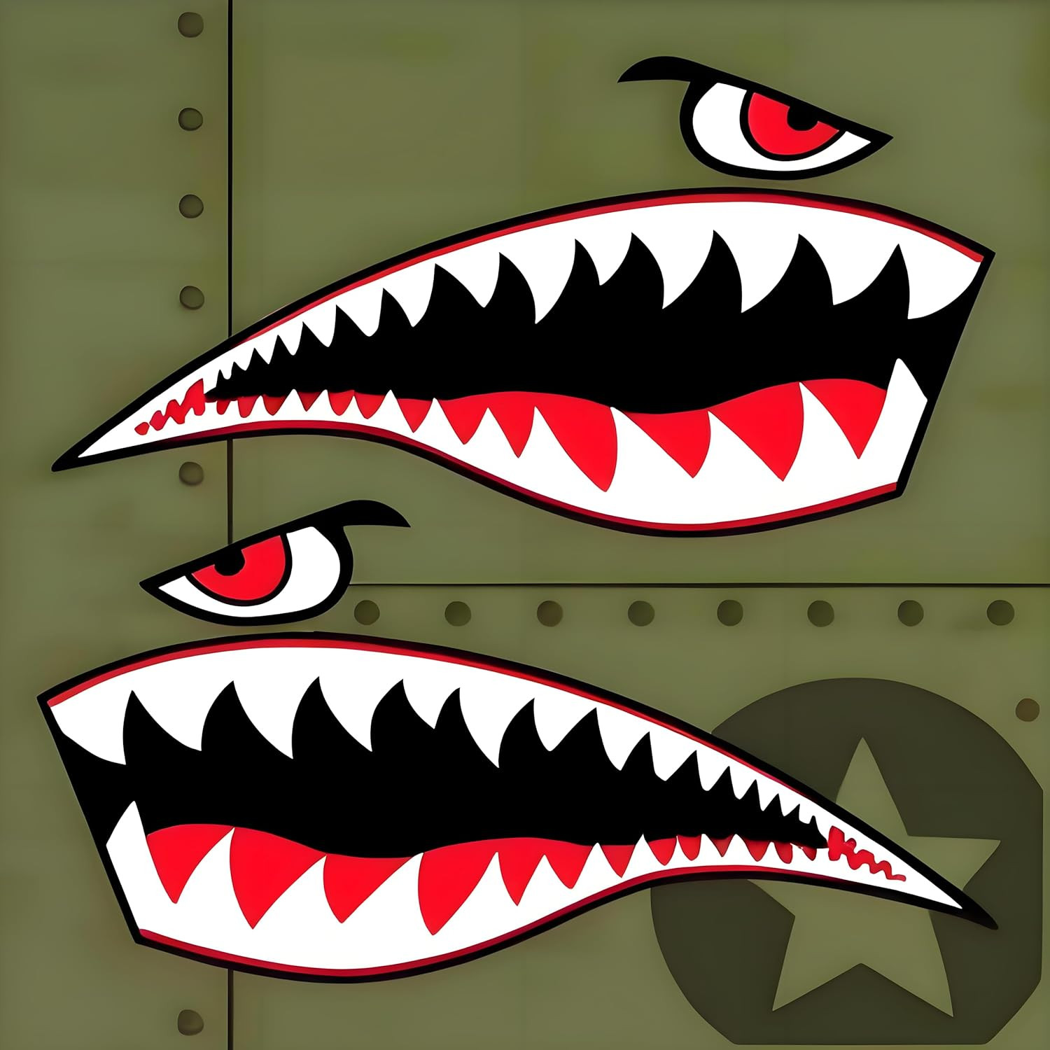 Shark Teeth Sticker， Waterproof PVC Flying Tiger Shark Mou