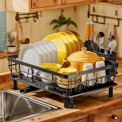 Escurridor De Platos En Acero Inoxidable Con Soporte Para Utensilios Lujo
