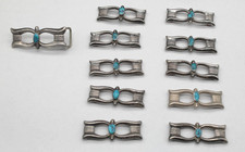 Vtg Navajo Sand Cast Sterling Silver Turquoise Butterfly Conchos for Belt 193g