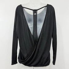 Alo Yoga Top Women's S Black Long Sleeve Open Back Athleisure Gym
