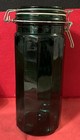 Vintage Green Panel Glass Spaghetti Jar With Wire Hinged Lid 10 Inches Tall — photo 1